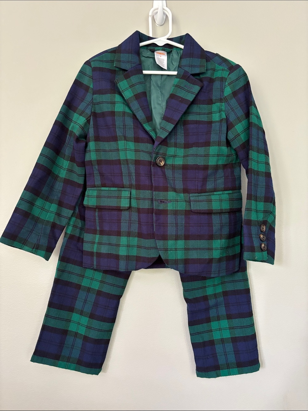 Gymboree Green and Navy Plaid Boys Blazer & Pants Set